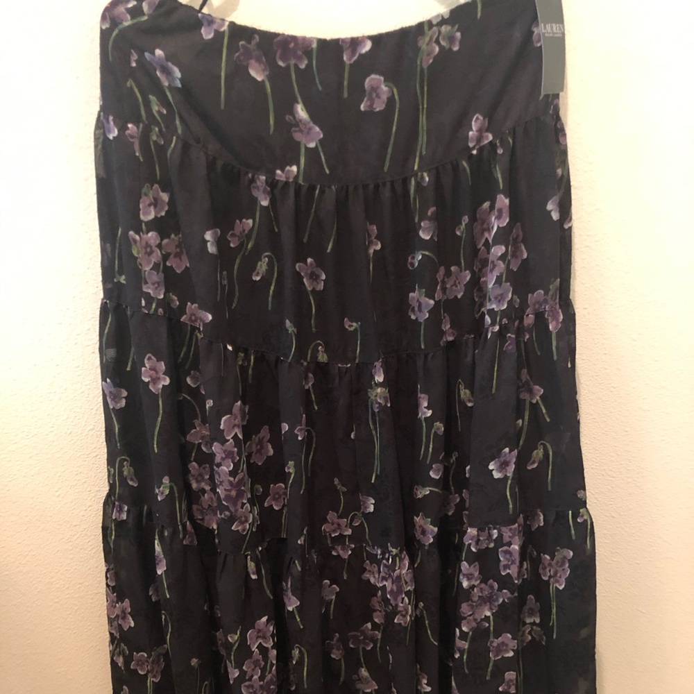 Ralph Lauren LRL Floral Tiered Boho Maxi Skirt 8